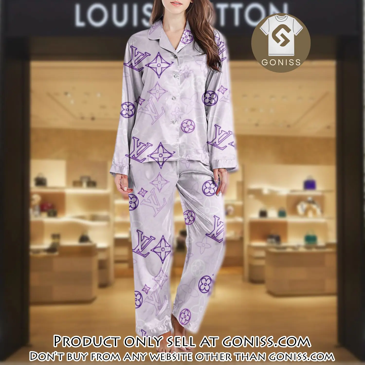 Lv monogram long satin pajama set pjs1031 gn1217064